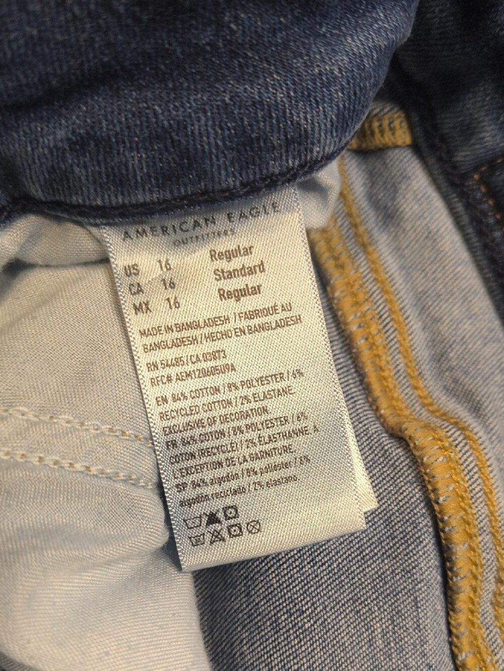Curvy High Rise w/28" Inseam American Eagle Jegging Size 16 Jeans sac804 - Picture 6 of 7